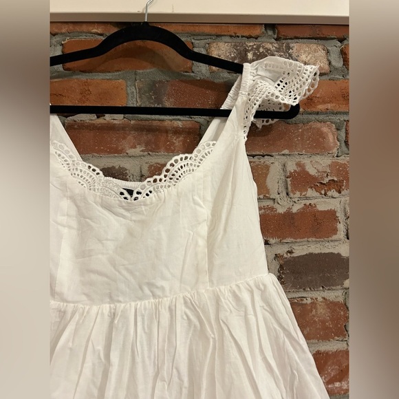Lulus Kindest Cutie White Eyelet Embroidered Ruffle Strap Mini Dress Size XS - Picture 9 of 11